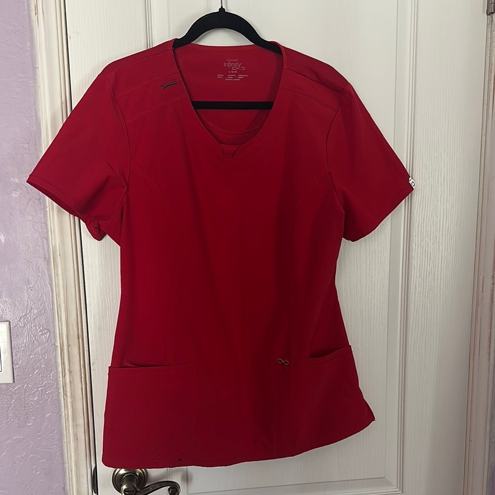 InNFINITY Red Short Sleeve Women's Top Scrub
